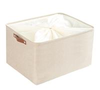 Mangata Cajas de almacenamiento con cordón, cesta de almacenamiento gruesa de tela de lona jumbo para almohada, edredón, estante (XXL, caqui claro)