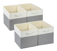 Mangata Cajas de almacenamiento de 25 x 25 x 25 cm, cestas de almacenamiento de tela para cubos de ropa, cestas, cofres, juguetes (Gris/blanco, 4 piezas)