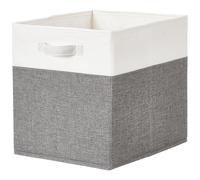 Mangata Cajas de almacenamiento de 28 x 28 x 28 cm, cestas de almacenamiento de tela para cubos de ropa, cestas, cofres, juguetes (Gris/blanco, 1 piezas)