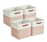 Mangata - Cajas de almacenamiento de tela (33 x 38 x 33 cm, 4 cestas de almacenamiento de cubo para estantes Kallax, armarios, armarios (rosa y blanco)