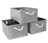 Mangata Cajas de Almacenamiento de Tela, cestas de Almacenamiento Plegables, Paquete de 3 (Gris, Medium)
