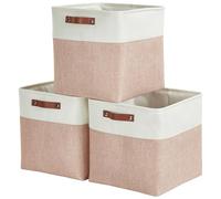 Mangata Cajas de almacenamiento de tela de 33 x 38 x 33 cm, 3 cubos de almacenamiento para estantes Kallax, armarios, armarios (rosa y blanco)