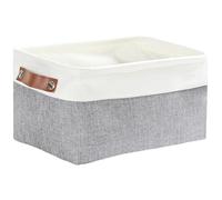 Mangata Canastas de almacenamiento de lona, caja de almacenamiento de tela gruesa para dormitorio, armario, estante, calcetines, ropa interior (gris/blanco, S)
