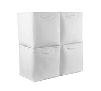 Mangata Cesta de almacenamiento de tela, cajas de almacenamiento de lona de 30 x 30 cm para armarios, estantes, armarios, color blanco (30 x 30 x 30 cm, 4 unidades)