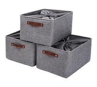 Mangata Cesta de almacenamiento de tela, paquete de 3 unidades, caja de almacenamiento, caja para armario, manta y ropa (XXL, gris)