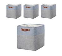 Mangata Cesta de almacenamiento de tela, Set de 4 cajas de almacenamiento de cubo de para estantes, armario, dormitorio (Gris y Azul, 33cm-4pcs)