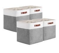 Mangata Cesta de almacenamiento de tela, Set de 4 cajas de almacenamiento de cubo de para estantes, armario, dormitorio (Gris y Blanco, 33cm-4pcs)