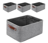 Mangata Cestas de almacenaje Plegables,[4 Pack] Caja de Almacenamiento de Tela de Lona Gruesa para Ropa, Juguetes (Gris, M)
