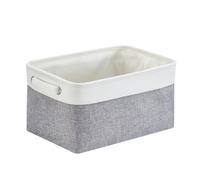 Mangata Cestas de almacenaje Ropa, Caja almacenaje Tela de Lona con Asas para estantes, Juguetes, Blanco Gris, M, 1