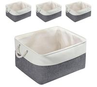 Mangata Juego de 4 cajas de almacenamiento XL, canastas de almacenamiento de tela de lona con asas para armarios, armarios, estantes, baño, ropa, juguetes, toallas (plegable, gris frío blanco)