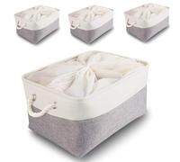 Mangata Juego de 4 cajas de almacenamiento XXL, canastas de almacenamiento de tela de lona con asas para armarios, armarios, estantes, baño, ropa, juguetes, toallas (50 x 40 x 30 cm, gris blanco)