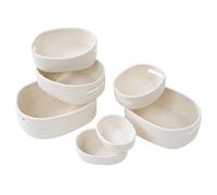 Mangata Set de 7 Cestas Organizadoras de Algodón 100% Blanco, Elípticas con Asas para Hogar, Dormitorio, Cocina, Almacenamiento Funcional y Decorativo