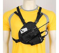 MANGENA - Paquete de Funda para arnés de Pecho para Radio con Bolsillos Frontales y Bolsa con Cremallera para Chaleco Universal Walkie Talkie, Bolsa de cinturón, Funda para Radio, Accesorios para