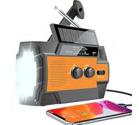 MangePagar Radio de emergencia: radio solar de manivela con alertas meteorológicas AM/FM/NOAA, linterna superbrillante, lámpara de lectura con sensor de movimiento y cargador de teléfono USB para