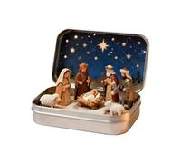 Manger Set, Miniature Holy Family Figures, Detailed Resin Craftsmanship, Spiritual Seasonal Art, Faith Based Accessories, Study & Shelf Ornaments, Compact Brown Gold for Teachers Window Ledge