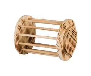 Mangiatoia cilindro per il fieno in legno fiammato Trixie