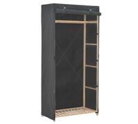 Mangloder - Armario de tela gris 79 x 40 x 170 cm, con barra para colgar y marco de madera, para dormitorio, pasillo, habitación de los niños, vestidor