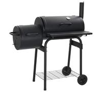Mangloder - Barbacoa clásica de carbón vegetal con marco de acero, color negro, 103 x 60 x 113 cm, 3 rejillas cromadas, termómetro, tapa de chimenea, para exterior, jardín, balcón, barbacoa