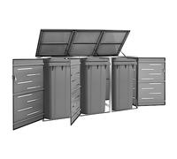 Mangloder - Caja de basura para 3 toneladas, 207 x 77,5 x 115 cm, marco de acero inoxidable, acero galvanizado, cerradura, resistente a la intemperie, almacenamiento al aire libre para jardín, jardín