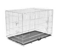 Mangloder - Caja plegable de metal XXL para perros, acero galvanizado, 121 x 74 x 83 cm, 3 puertas, con asa, ahorra espacio para perros, gatos, cachorros, maletero, exterior, veterinario