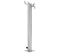 Mangloder - Columna de agua de jardín redonda de acero inoxidable 95 cm, sistema de riego para césped, bancal, invernadero, balcón y terraza, distribuidor de agua con adaptador Gardena y accesorios de