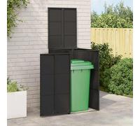Mangloder - Contenedor de basura negro de polietileno, 65 x 80 x 115 cm, resistente a la intemperie, para exteriores, con cerradura, almacenamiento para cubos de basura, cobertizo