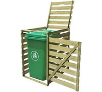 Mangloder - Contenedor de basura para 1 tonelada de 240 l, madera de pino impregnada verde, 75,2 x 92 x 120 cm, con cerradura, con tapa y puerta frontal para jardín, jardín delantero y entrada