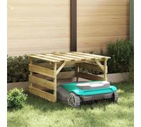 Mangloder - Cortacésped Garaje Braun de madera de pino impregnada, 84 x 80 x 56 cm, resistente a la intemperie para jardín y terraza, refugio para almacenamiento y almacenamiento con aspecto rústico