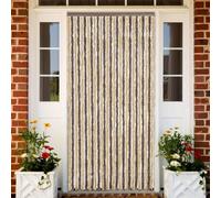 Mangloder Cortina antimoscas marrón oscuro y beige, 118 x 220 cm, chenilla, mosquitera para puerta, balcón, caravana, silenciosa, fácil de limpiar, con gancho
