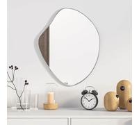 Mangloder Espejo de pared plateado 50 x 40 cm, cristal con marco de PVC, espejo de cuerpo entero para pasillo, baño, armario, espejo claro para decoración de habitaciones y más efecto de habitación