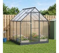 Mangloder Invernadero antracita de aluminio y acero galvanizado 183,5 x 183,5 x 207 cm con puerta y cerradura para jardín exterior, casa de tomate, casa de plantas, tienda de campaña de protección