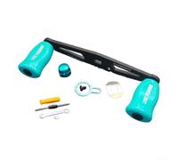 Mango basculante de fibra de carbono para metanio para bantam para carrete de pesca SLXDC Baitcasting con juego completo de herramientas para montaje (mano izquierda azul brillante)