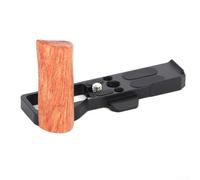 Mango de cámara de madera GR4 con placa base de aluminio, montaje y apertura del compartimento de batería sin obstáculos (negro)