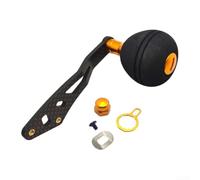 Mango de carrete de pesca para carrete de tambor de fundición Daiwa de fibra de carbono de un solo brazo con perillas EVA rodamientos duales 92.5 mm de longitud plata (tipo mano derecha dorado)