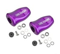Mango de carrete para Daiwa para SLP Works Tatula para zillion Fuego - Piezas de repuesto ligeras de ABS con juntas - Forma redonda cómoda para pesca todo el día 32,9 x 20,5 mm (morado, 2 piezas)