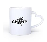 Mango de cerámica en forma de corazón Tazas de Café con Asa Campeón Palabra Corredor Deporte Finalizar Atleta 11oz/320ml Perfecto para cocinas, restaurantes y cafeterías, gran idea de regalo