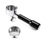 Mango de doble boquilla de acero inoxidable resistente con componente de madera natural para un uso fiable en sistemas de espresso compatibles (A)
