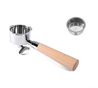 Mango de doble boquilla de acero inoxidable resistente con componente de madera natural para un uso fiable en sistemas de espresso compatibles (B)