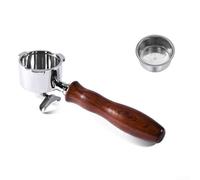 Mango de espresso de doble boquilla optimizado que garantiza un flujo uniforme para dos tomas con construcción de acero inoxidable y madera (D)