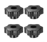 Mango de estrella M8 rosca interior, juego de 4 piezas de plástico con inserto de latón, pomo giratorio negro para orificio pasante de 38 mm y 48 mm de diámetro, palanca de sujeción ergonómica para