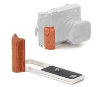 Mango de madera maciza compatible con Fujifilm GFX100RF - Arca de liberación rápida, agarre ergonómico de palisandro con base de aleación de aluminio, protección contra arañazos (plata)