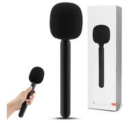 Mango de micrófono, mango de micrófono inalámbrico, soporte de mano para micrófono de entrevista, adaptador de montaje de mano con espuma para periodismo, podcast, informe, vlog (color: negro)