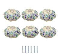 Mango De Muebles De Cerámica 6 Tiradores De Puerta De Gabinete Con Hebilla De Cobre Y Cerámica Redondos Para Cajón De Gabinete Pomos Para Muebles De Un Solo Orificio Color Vid