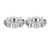 Mango de rueda redondo para manómetros HVAC y colectores de grifo, perilla de plástico con puerto de montaje cuadrado de 6,6 mm, plateado, paquete de 2