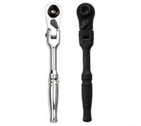 Mango de trinquete, 2 en 1 para cabeza flexible de 1/4 pulgadas, llave reversible de 72 dientes para tareas de fijación de brocas de salpicadero automotriz (2 piezas)