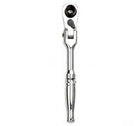 Mango de trinquete, 2 en 1 para cabeza flexible de 1/4 pulgadas, llave reversible de 72 dientes para tareas de fijación de brocas de salpicadero automotriz (plateado)