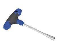 Mango en T con vaso hexagonal de 9 mm, ideal para aplicaciones en mecánica y montaje de piezas.