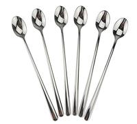 Mango largo cuchara, té helado cuchara 9 pulgadas, dealight Premium 18/8 acero inoxidable helado cuchara para mezclar, cóctel agitación, té, café, batidos y bebidas frías, juego de 6 (Heavy Duty)