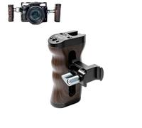 Mango lateral de madera compatible con Sony A7M4/Fujifilm XT5 - Agarre ajustable para estabilizador de jaula de cámara Vlogging (mango lateral de abrazadera NATO de grano de madera)