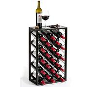 Mango Steam 23 Estante Para Vino con Tapa de Cristal, Negro